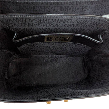 VERSACE ヴェルサーチ バニティ ハンドバッグ ブラック レザー レディース 【中古】