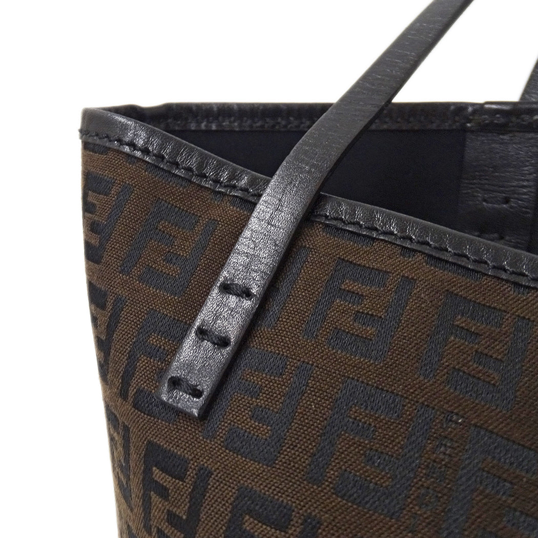 FENDI フェンディ トートバッグ ズッキーノ ダークブラウン 8BH056 キャンバス レディース 【中古】