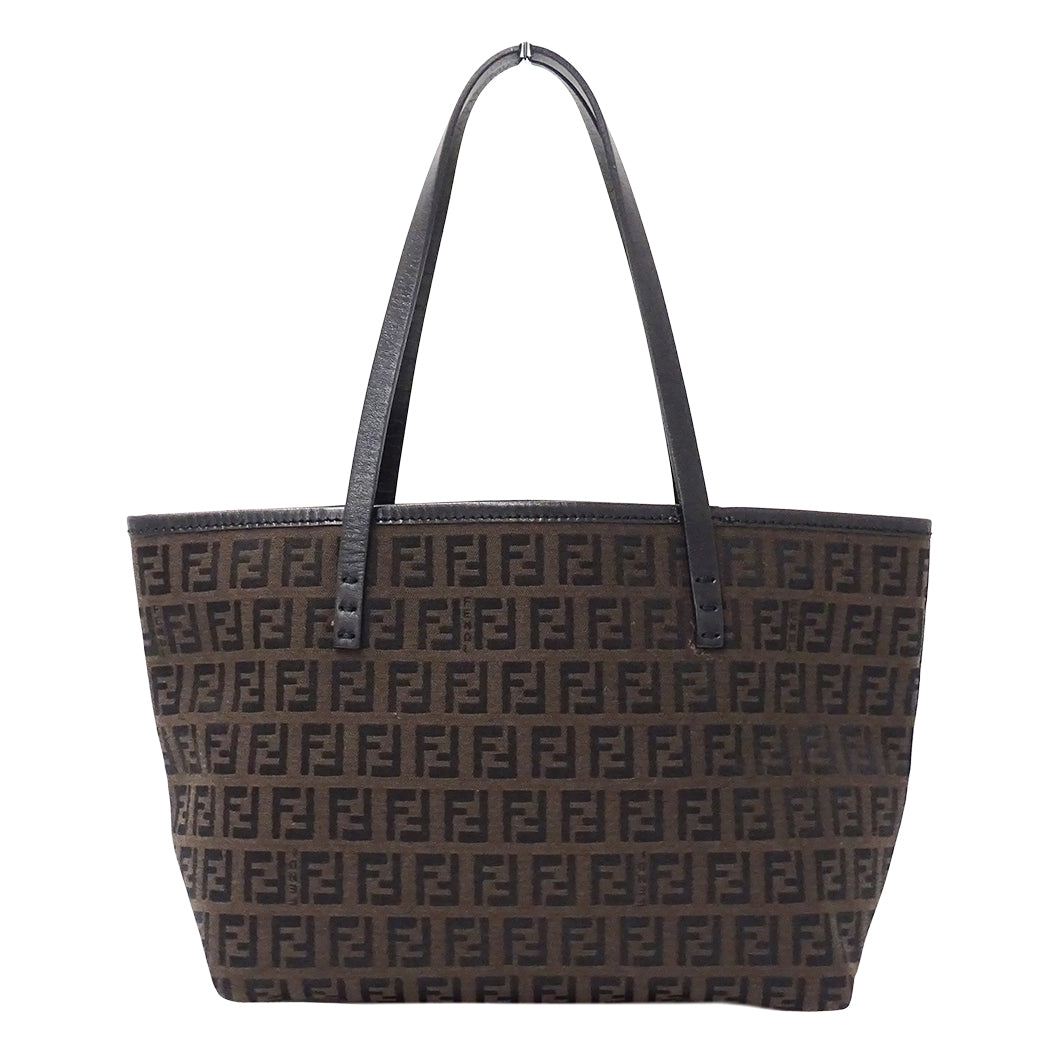 FENDI フェンディ トートバッグ ズッキーノ ダークブラウン 8BH056 キャンバス レディース 【中古】
