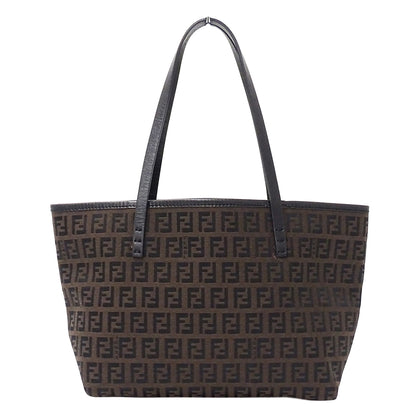 FENDI フェンディ トートバッグ ズッキーノ ダークブラウン 8BH056 キャンバス レディース 【中古】