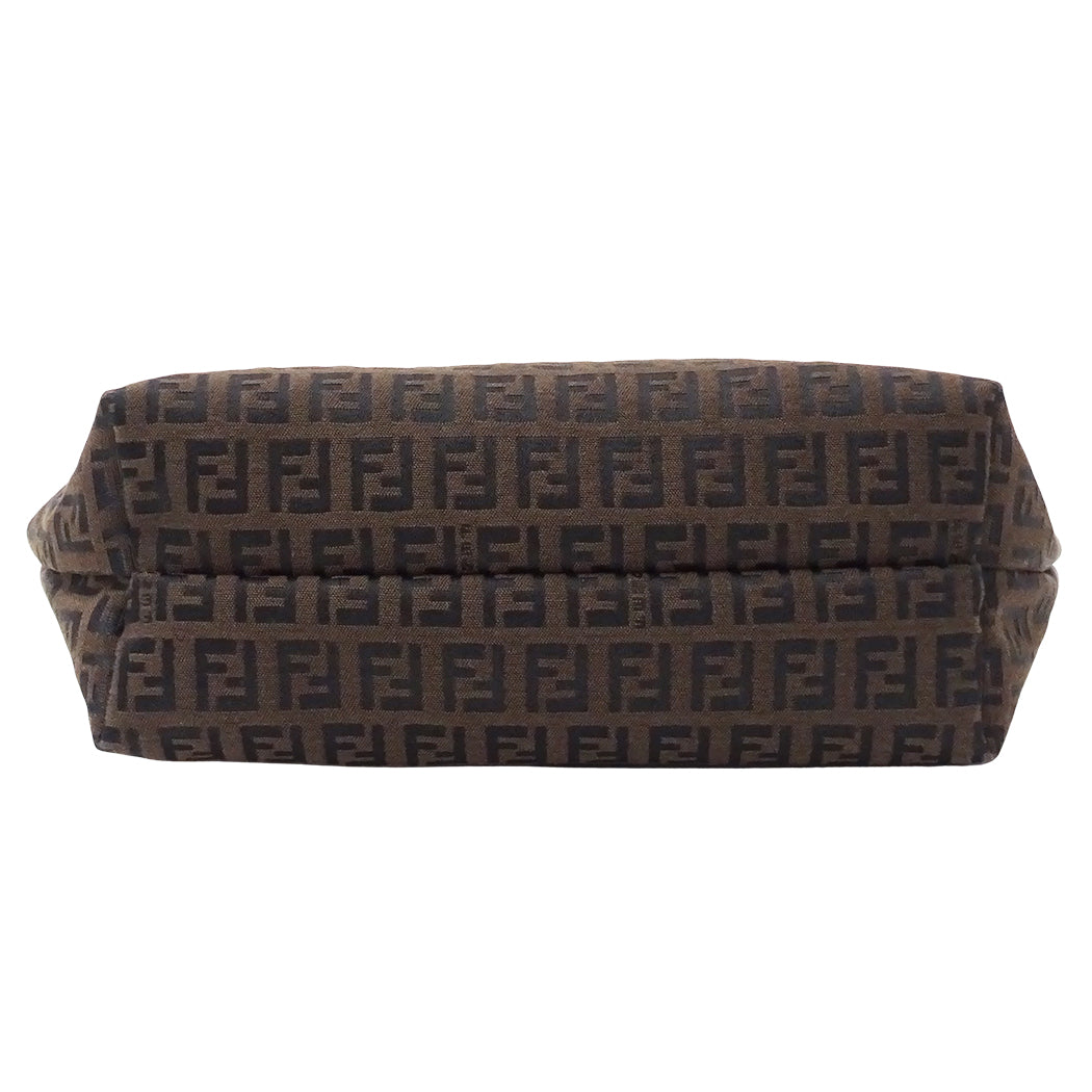 FENDI フェンディ トートバッグ ズッキーノ ダークブラウン 8BH056 キャンバス レディース 【中古】