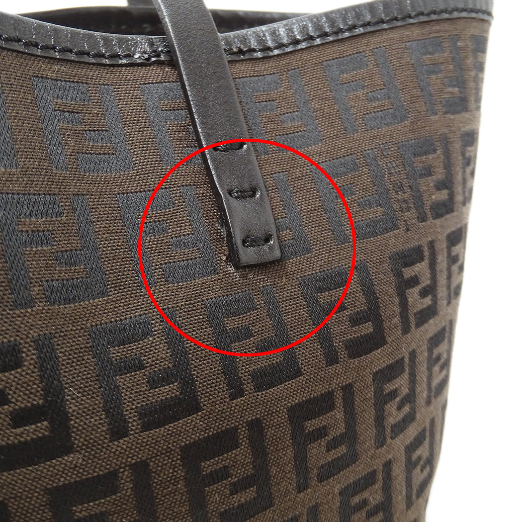 FENDI フェンディ トートバッグ ズッキーノ ダークブラウン 8BH056 キャンバス レディース 【中古】