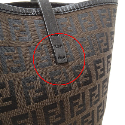 FENDI フェンディ トートバッグ ズッキーノ ダークブラウン 8BH056 キャンバス レディース 【中古】