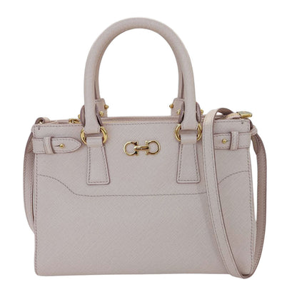 Ferragamo フェラガモ 2wayバッグ ダブルガンチーニ ピンク ゴールド EE-21 E428 レザー レディース 【中古】