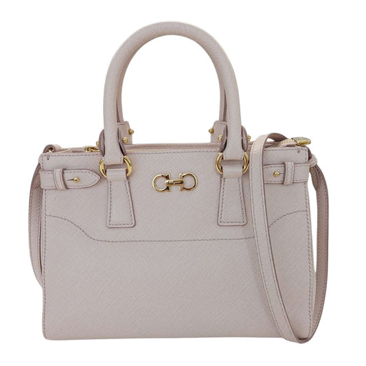Ferragamo フェラガモ 2wayバッグ ダブルガンチーニ ピンク ゴールド EE-21 E428 レザー レディース 【中古】