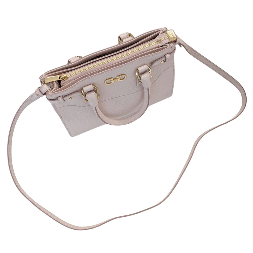 Ferragamo フェラガモ 2wayバッグ ダブルガンチーニ ピンク ゴールド EE-21 E428 レザー レディース 【中古】