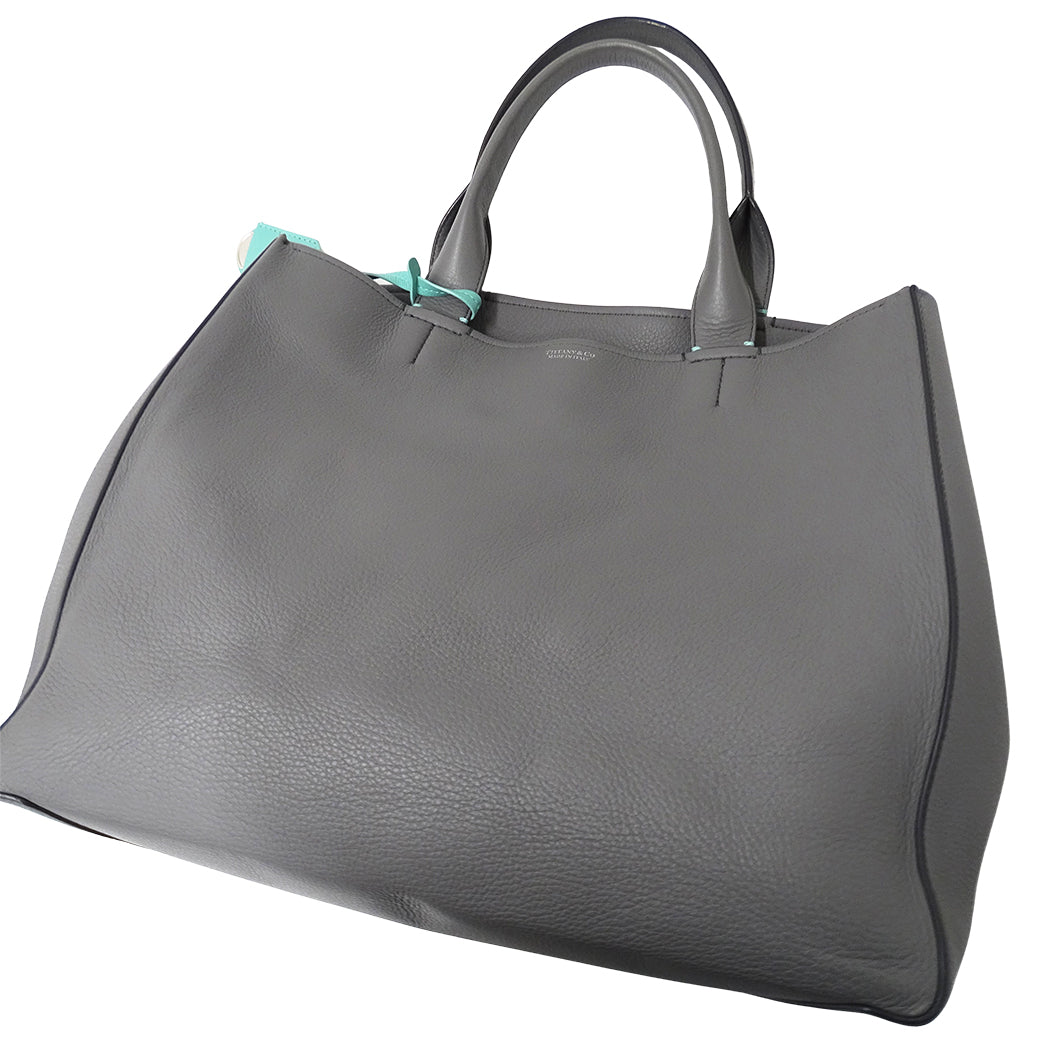 TIFFANY&Co. ティファニー 2wayバッグ グレー レザー レディース 【中古】