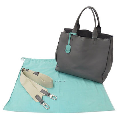 TIFFANY&Co. ティファニー 2wayバッグ グレー レザー レディース 【中古】