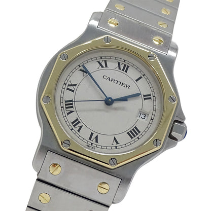 Cartier カルティエ サントス オクタゴン LM W2001583 メンズ 腕時計 デイト クオーツ SS YG 磨き済み【中古】