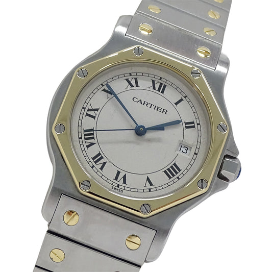 Cartier カルティエ サントス オクタゴン LM W2001583 メンズ 腕時計 デイト クオーツ SS YG 磨き済み【中古】
