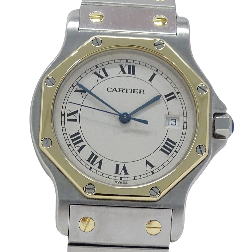 Cartier カルティエ サントス オクタゴン LM W2001583 メンズ 腕時計 デイト クオーツ SS YG 磨き済み【中古】