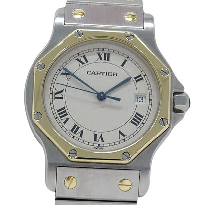 Cartier カルティエ サントス オクタゴン LM W2001583 メンズ 腕時計 デイト クオーツ SS YG 磨き済み【中古】