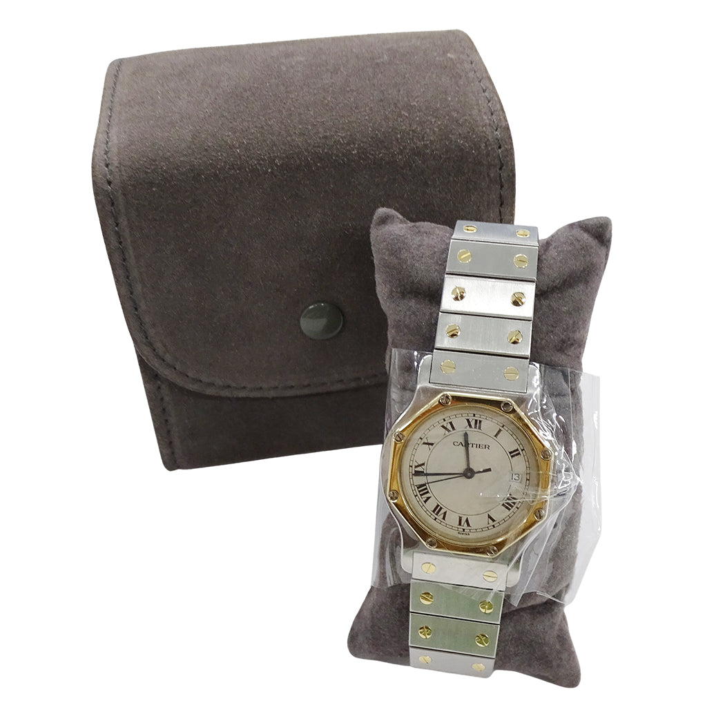 Cartier カルティエ サントス オクタゴン LM W2001583 メンズ 腕時計 デイト クオーツ SS YG 磨き済み【中古】