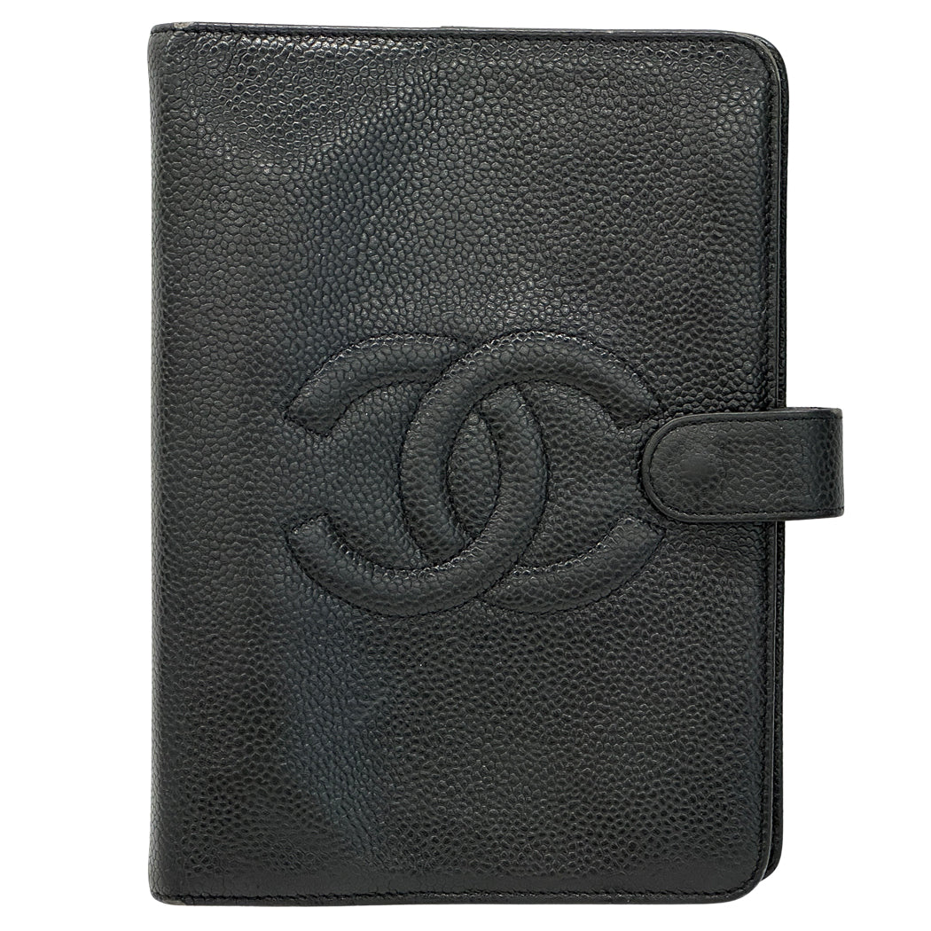 CHANEL シャネル 手帳カバー ココマーク ブラック レザー レディース メンズ B6 6穴 【中古】