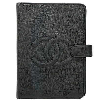 CHANEL シャネル 手帳カバー ココマーク ブラック レザー レディース メンズ B6 6穴 【中古】