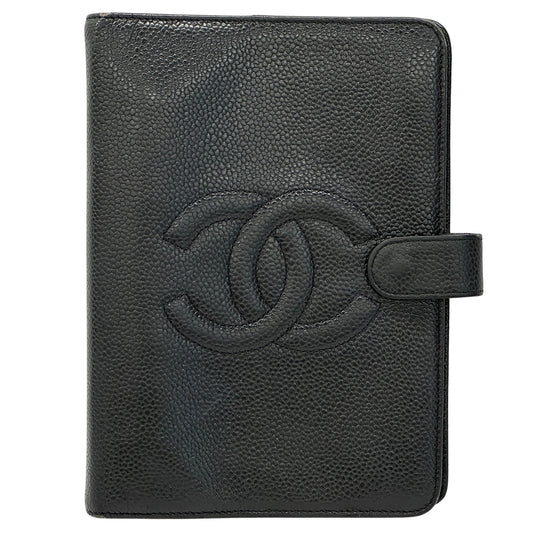 CHANEL シャネル 手帳カバー ココマーク ブラック レザー レディース メンズ B6 6穴 【中古】