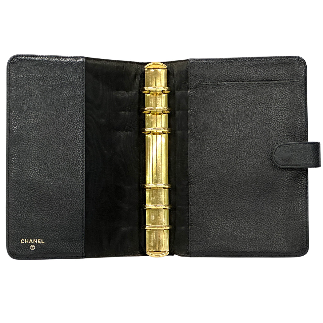 CHANEL シャネル 手帳カバー ココマーク ブラック レザー レディース メンズ B6 6穴 【中古】