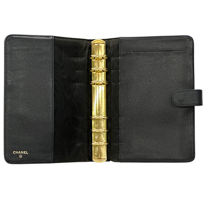 CHANEL シャネル 手帳カバー ココマーク ブラック レザー レディース メンズ B6 6穴 【中古】