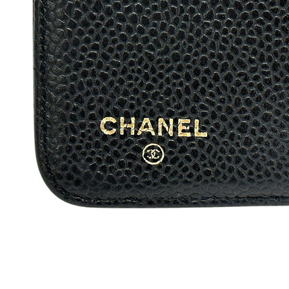 CHANEL シャネル 手帳カバー ココマーク ブラック レザー レディース メンズ B6 6穴 【中古】