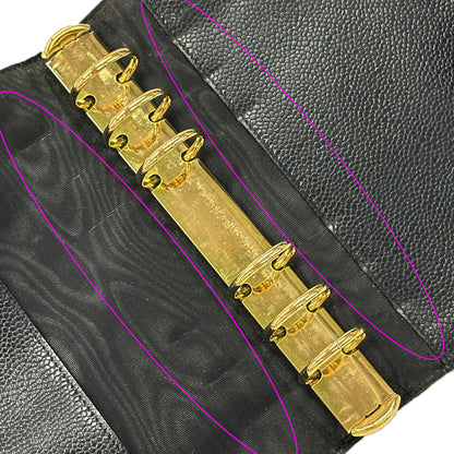 CHANEL シャネル 手帳カバー ココマーク ブラック レザー レディース メンズ B6 6穴 【中古】