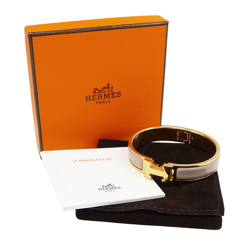 HERMES エルメス クリックH バングル メタル マロン・グラッセ ゴールド レディース 【中古】