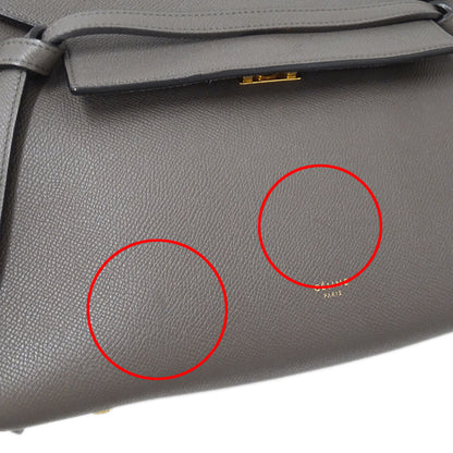 CELINE セリーヌ ベルトバッグ ミニ 2wayバッグ グレー レザー レディース 【中古】