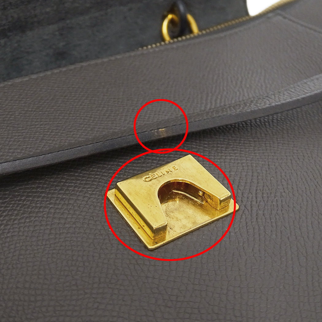 CELINE セリーヌ ベルトバッグ ミニ 2wayバッグ グレー レザー レディース 【中古】