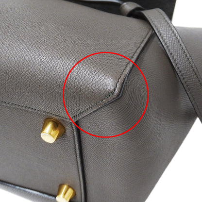 CELINE セリーヌ ベルトバッグ ミニ 2wayバッグ グレー レザー レディース 【中古】