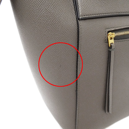 CELINE セリーヌ ベルトバッグ ミニ 2wayバッグ グレー レザー レディース 【中古】