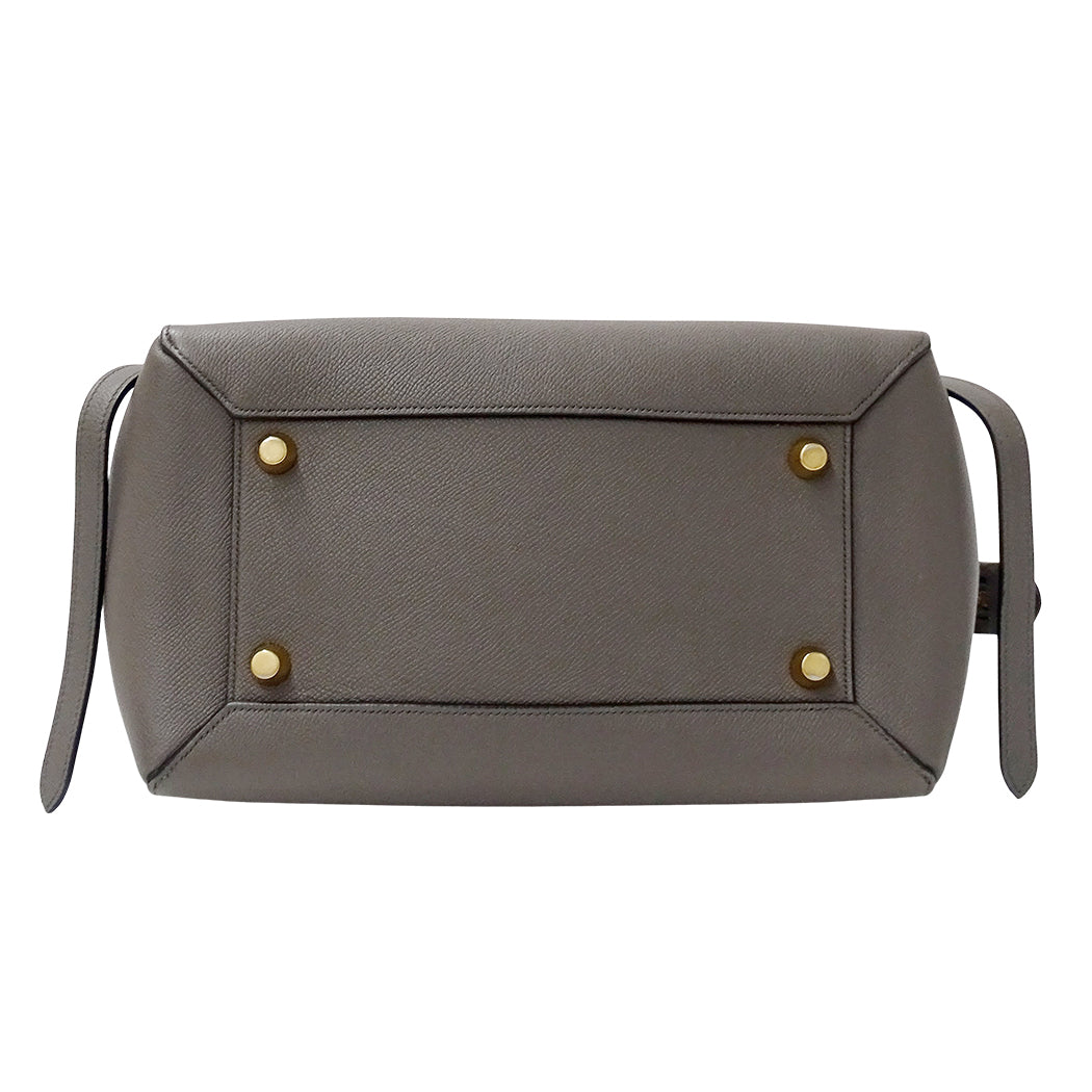 CELINE セリーヌ ベルトバッグ ミニ 2wayバッグ グレー レザー レディース 【中古】