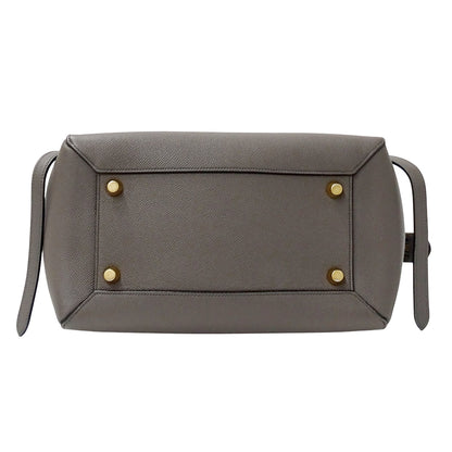 CELINE セリーヌ ベルトバッグ ミニ 2wayバッグ グレー レザー レディース 【中古】