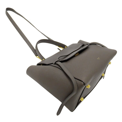 CELINE セリーヌ ベルトバッグ ミニ 2wayバッグ グレー レザー レディース 【中古】