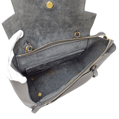 CELINE セリーヌ ベルトバッグ ミニ 2wayバッグ グレー レザー レディース 【中古】