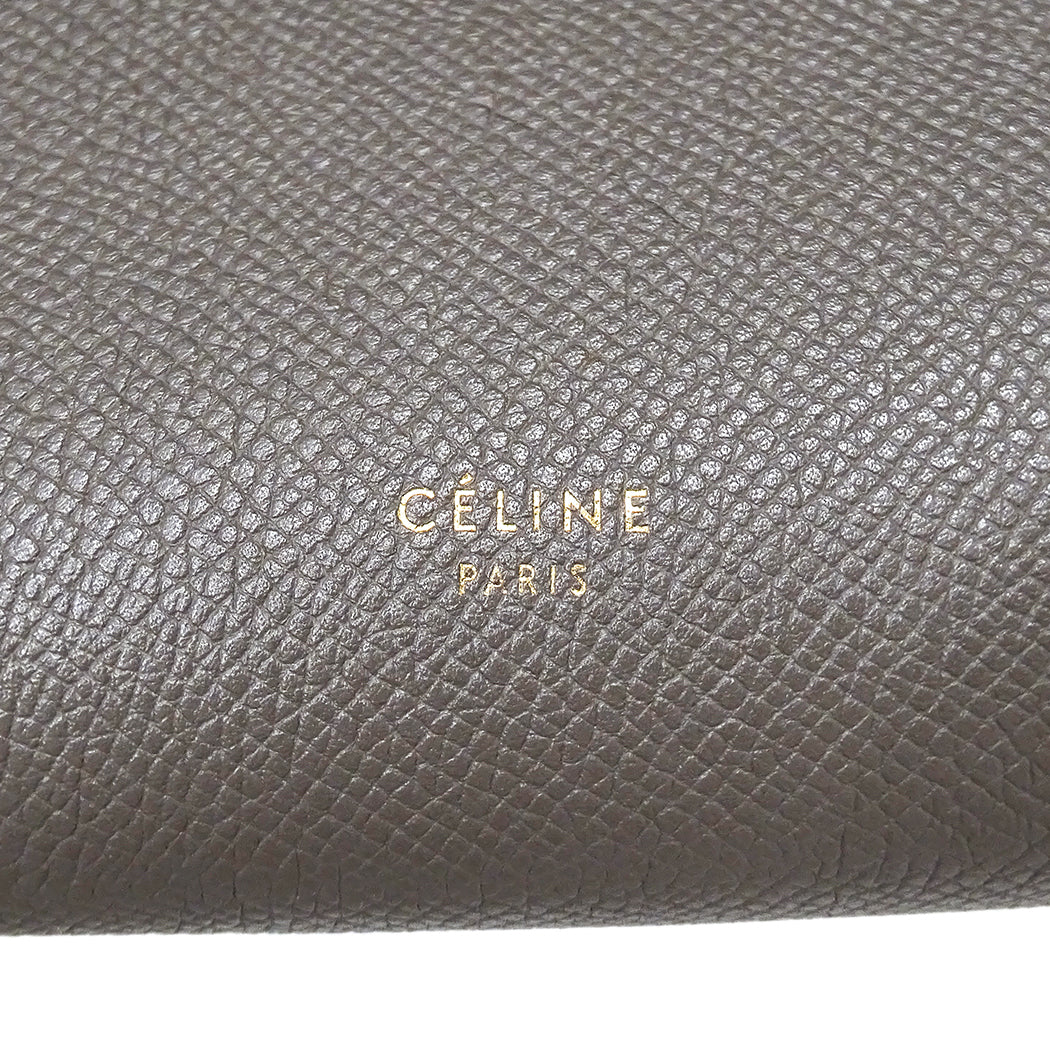 CELINE セリーヌ ベルトバッグ ミニ 2wayバッグ グレー レザー レディース 【中古】