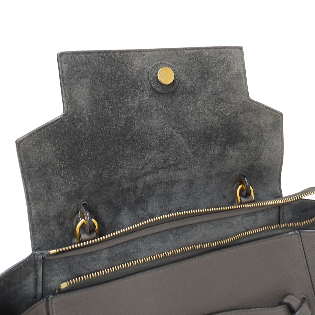 CELINE セリーヌ ベルトバッグ ミニ 2wayバッグ グレー レザー レディース 【中古】