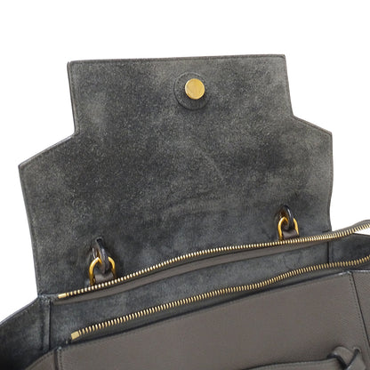 CELINE セリーヌ ベルトバッグ ミニ 2wayバッグ グレー レザー レディース 【中古】