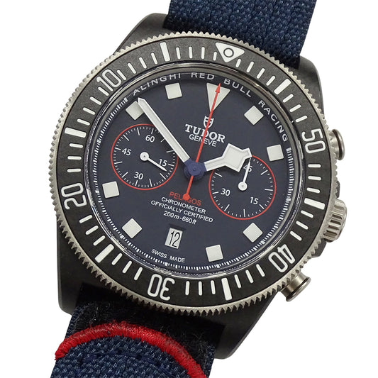 TUDOR チューダー ぺラゴス FXD 25807KN メンズ 腕時計 クロノグラフ 自動巻き カーボン ファブリック 点検済み【中古】