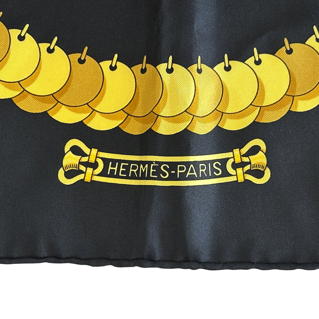 HERMES エルメス カレ90 KOSMIMA 宇宙 スカーフ ブラック シルク レディース 【中古】