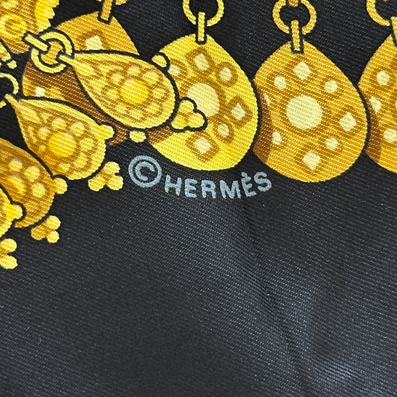 HERMES エルメス カレ90 KOSMIMA 宇宙 スカーフ ブラック シルク レディース 【中古】