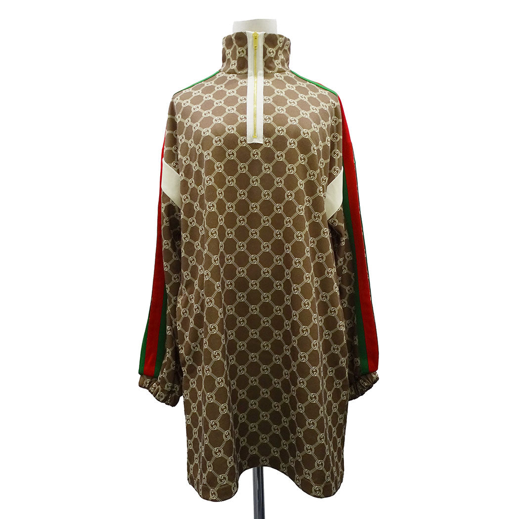 GUCCI グッチ インターロッキングG テクニカルジャージードレス ワンピース ブラウン 678689 ポリエステル レディース 【中古】