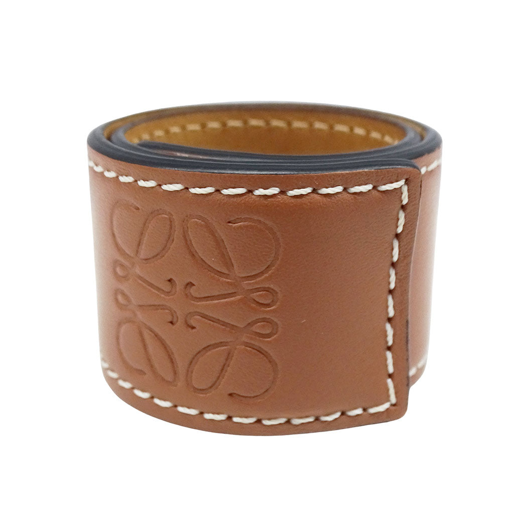 LOEWE ロエベ スラップ ブレスレット スモール ブレスレット アナグラム カーフ タン レディース 【中古】