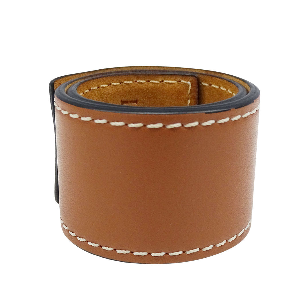 LOEWE ロエベ スラップ ブレスレット スモール ブレスレット アナグラム カーフ タン レディース 【中古】