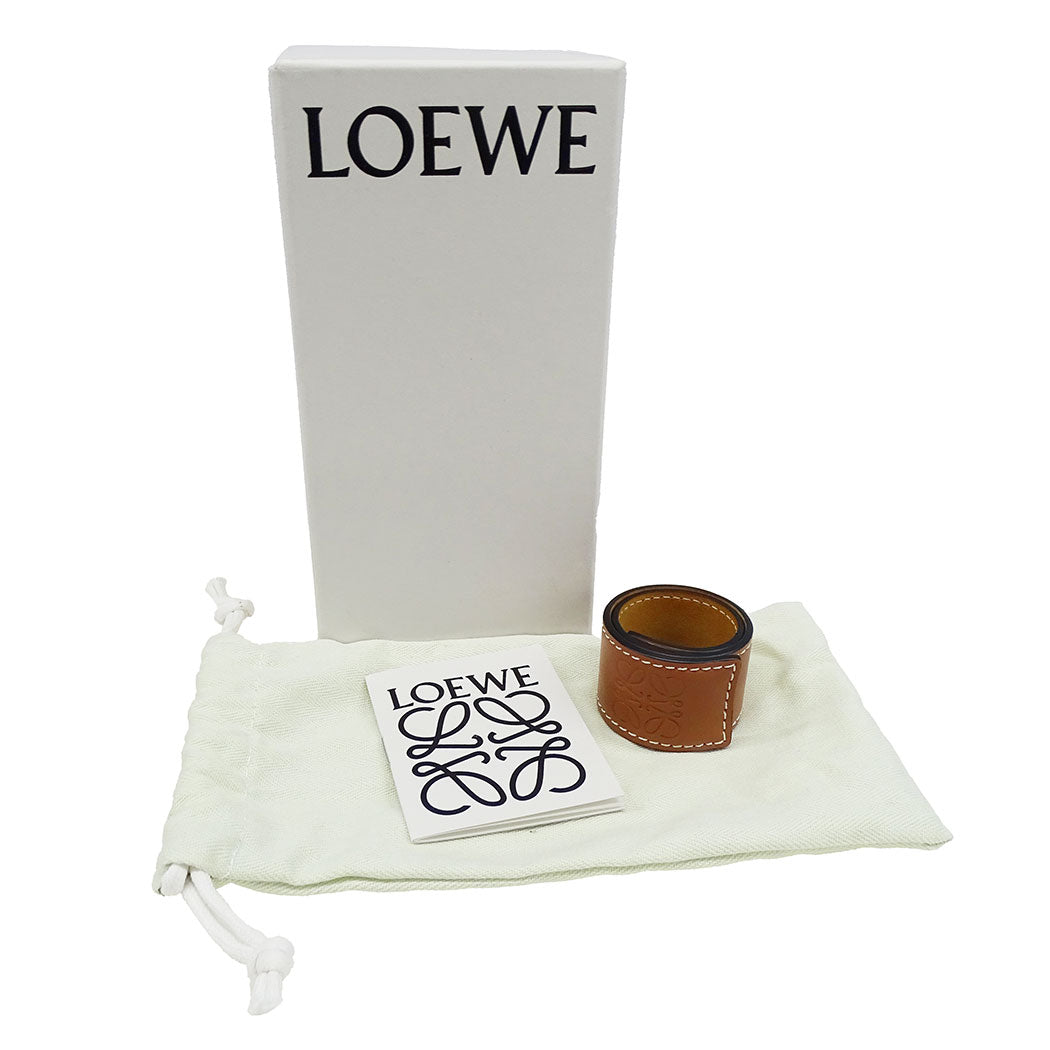 LOEWE ロエベ スラップ ブレスレット スモール ブレスレット アナグラム カーフ タン レディース 【中古】