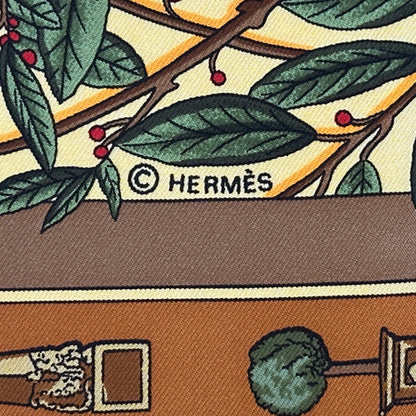 HERMES エルメス カレ90 Le Songe de Poliphile ポリフィルの夢 スカーフ ブラウン グリーン シルク レディース 【中古】