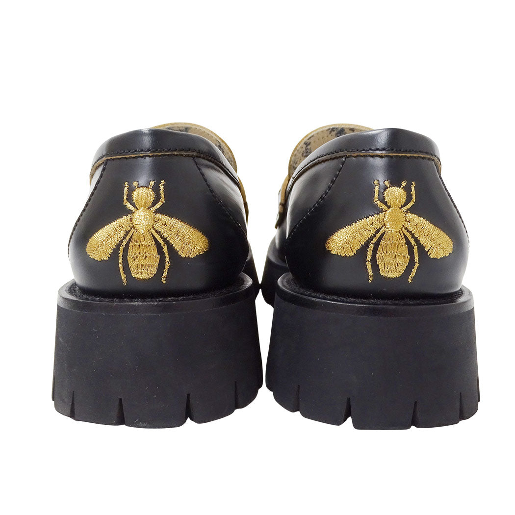 GUCCI グッチ レザー ラグソール ホースビット ローファー ローファー ブラック 577236 サイズ38 24.5～25cm レディース 【中古】
