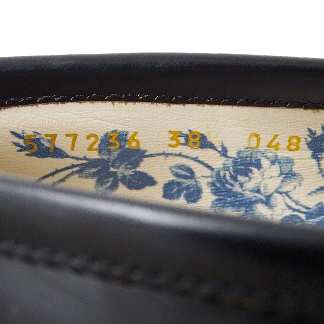 GUCCI グッチ レザー ラグソール ホースビット ローファー ローファー ブラック 577236 サイズ38 24.5～25cm レディース 【中古】