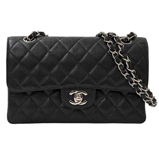 CHANEL シャネル ショルダーバッグ マトラッセ ブラック シルバー金具 キャビアスキン レディース 【中古】