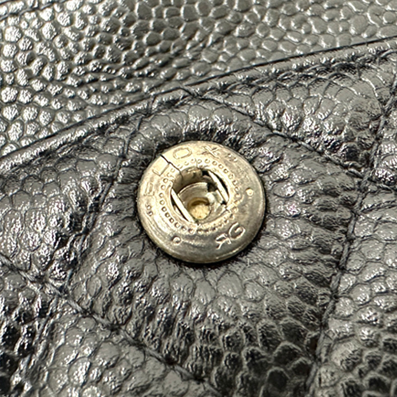 CHANEL シャネル ショルダーバッグ マトラッセ ブラック シルバー金具 キャビアスキン レディース 【中古】