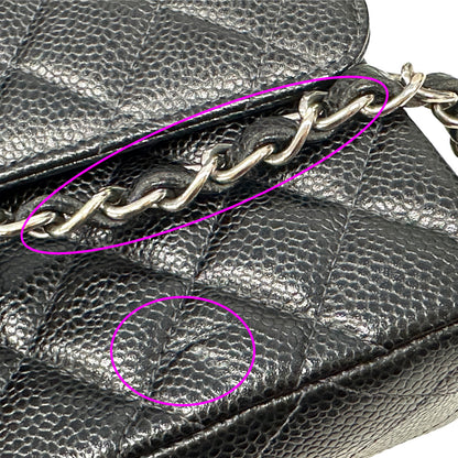 CHANEL シャネル ショルダーバッグ マトラッセ ブラック シルバー金具 キャビアスキン レディース 【中古】