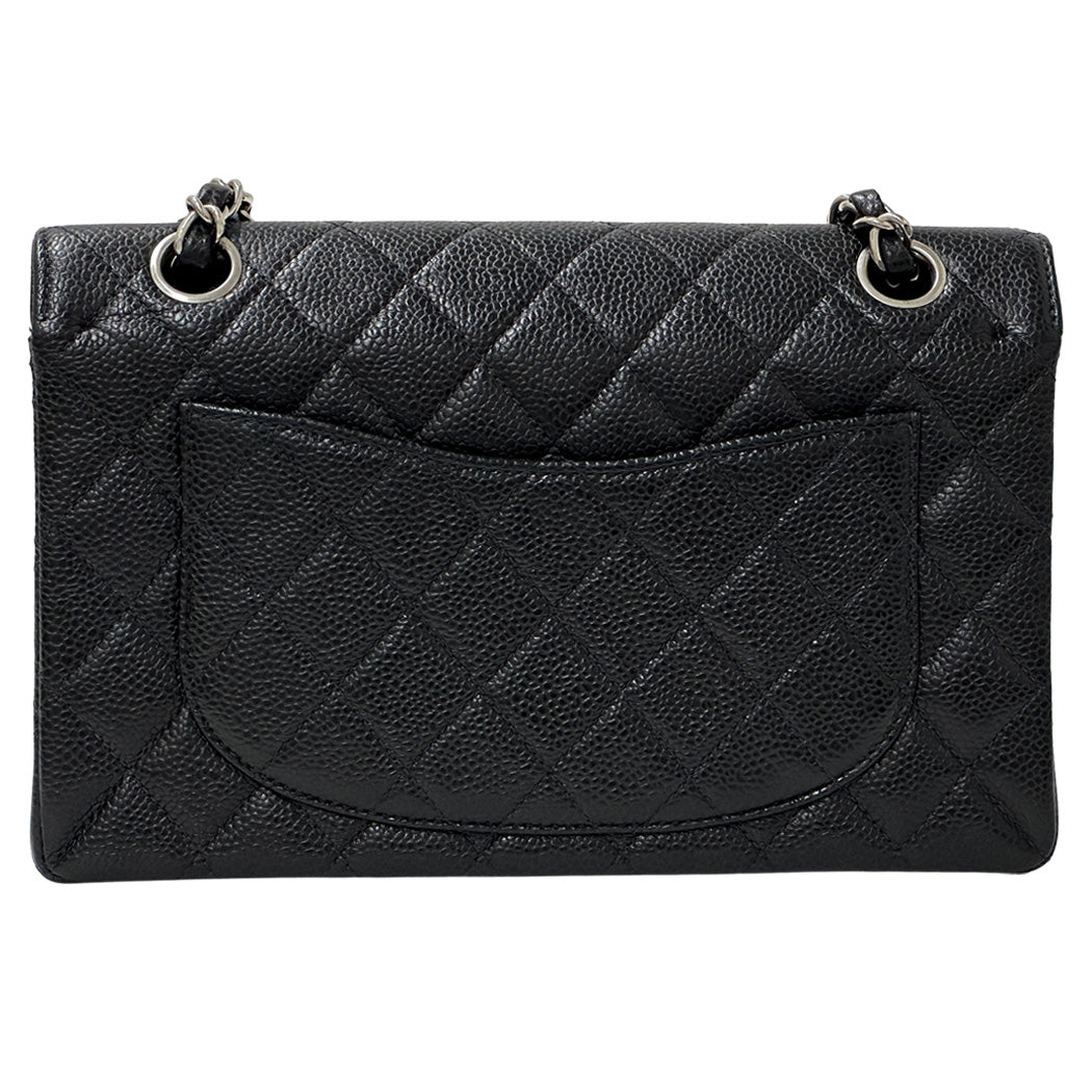 CHANEL シャネル ショルダーバッグ マトラッセ ブラック シルバー金具 キャビアスキン レディース 【中古】